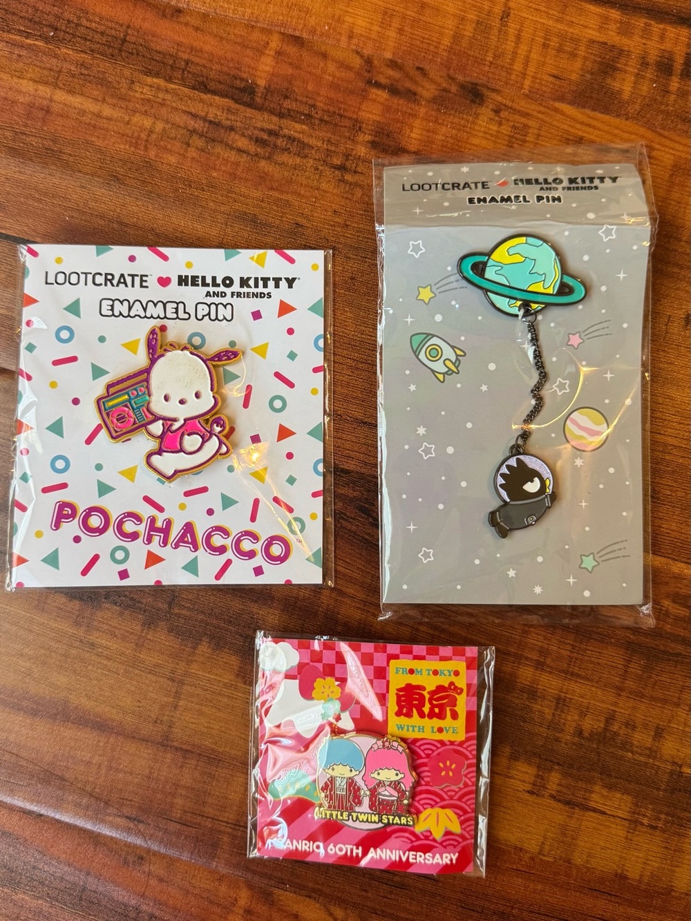 Loot Crate x Hello Kitty Sanrio Pochacco Twin Stars Badtzmaru Enamel Pin Set